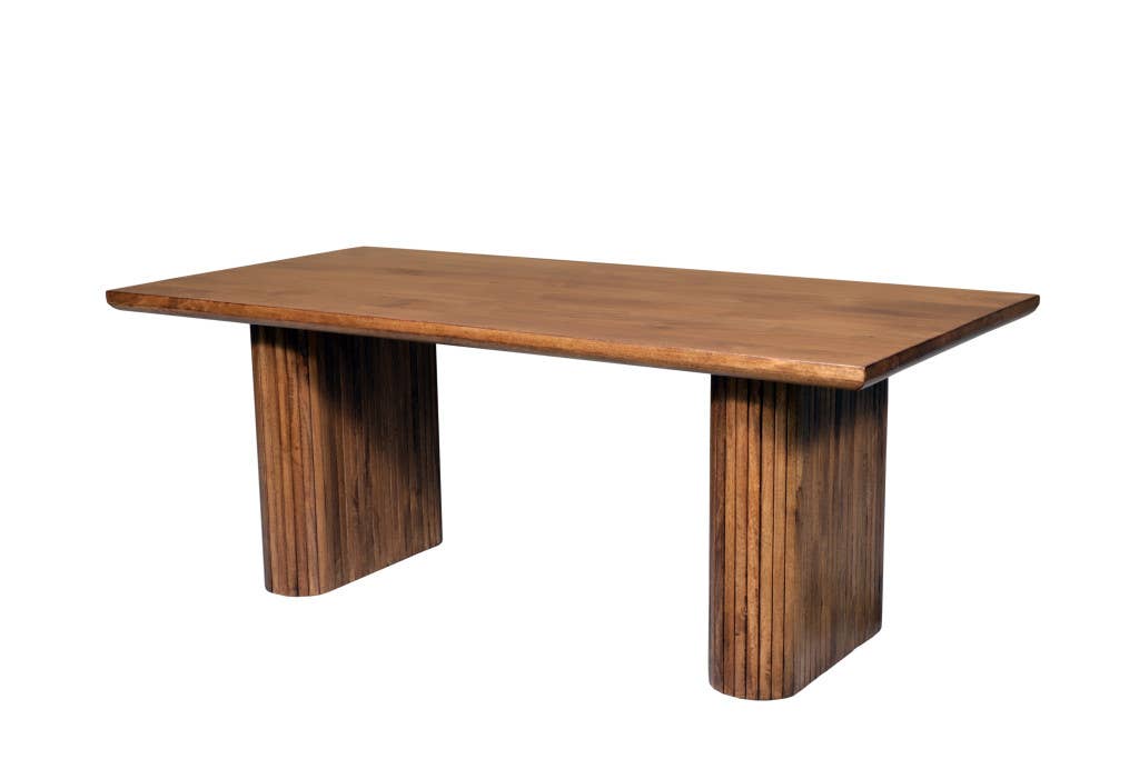 HomeRoots - Wholesale Console Table - 82" Brown Wood Double Pedestal Base Dining Table3