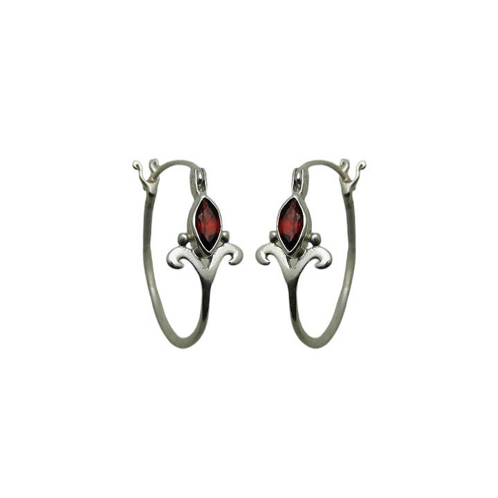 (SP109GA) Garnet Petite Krone Hoops for engroshandel hos Vera Wolf