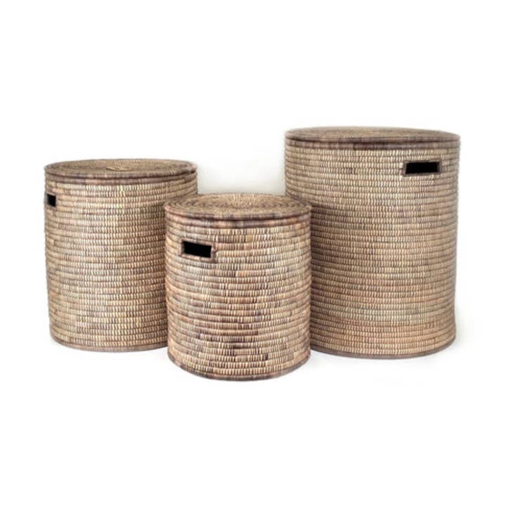 The African Home Goods - Wholesale Basket - Woven Storage Basket With Lid: Salima Monochrome Storage Basket - Brown2