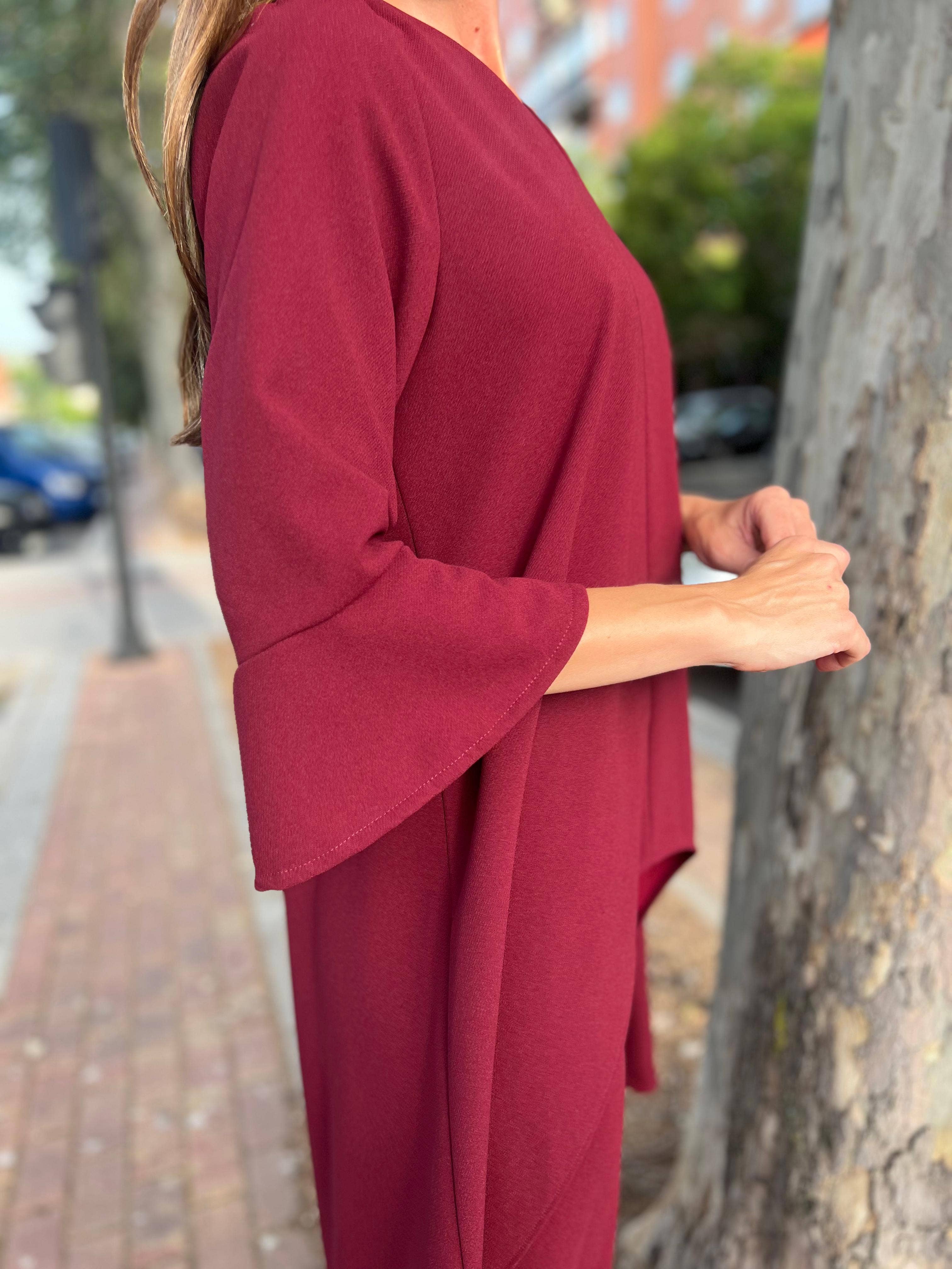 Julie d orleac - Wholesale Top & Pant Set (NOT Loungewear) - Women's - Long tunic and pants set in garnet neocrepe3