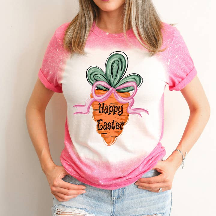 Happy Easter Bleached Easter Tee for wholesale by Hello Gorgeous Apparel