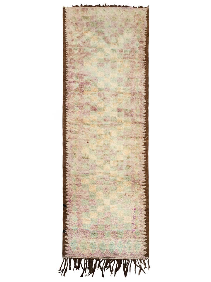 Tapis de couloir marocain vintage Boujaad à carreaux 1,19 m x 2,90 m pour la vente par Ouive