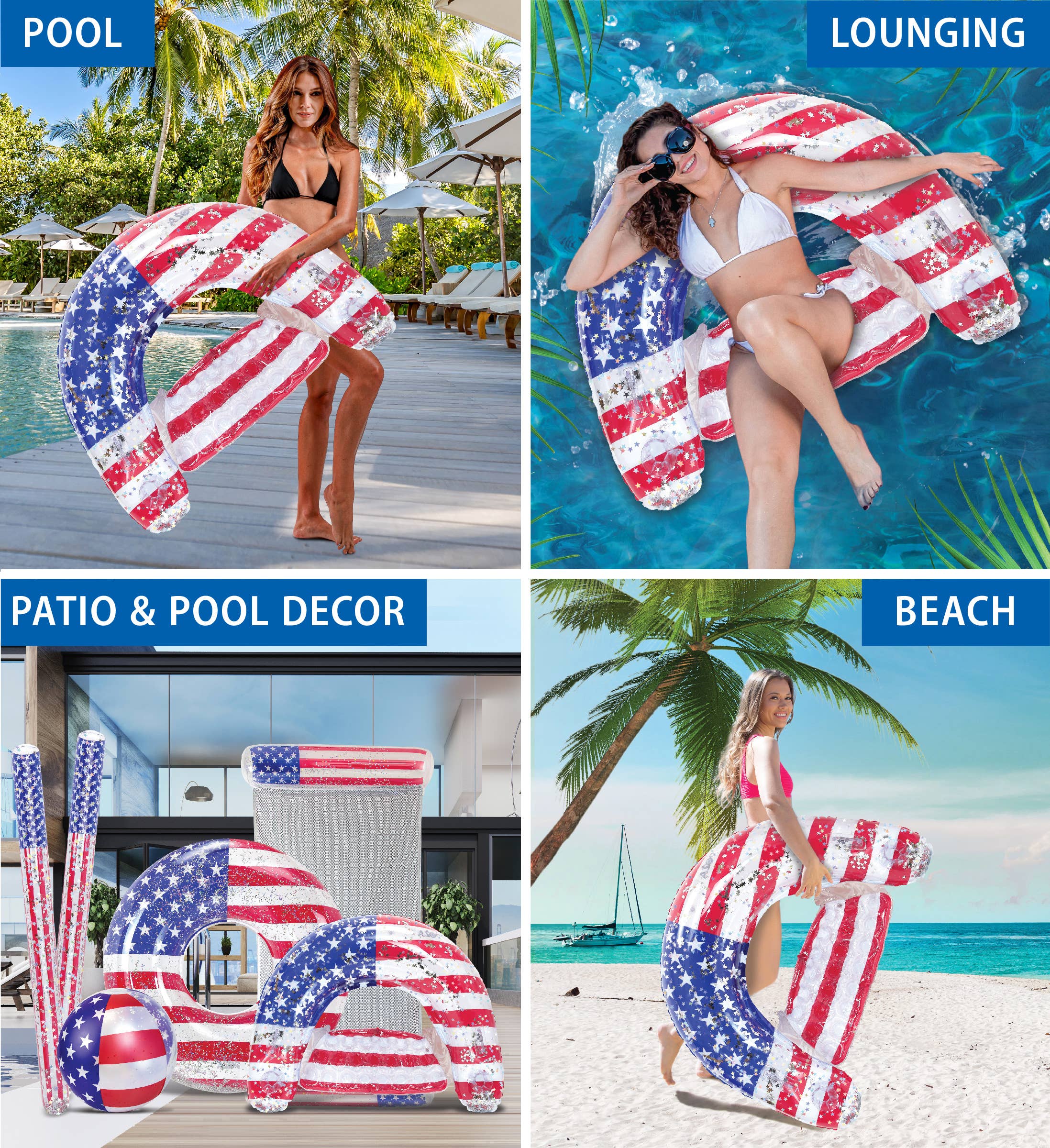 Cota Global - Wholesale Opblaasbaar speelgoed - Zwembad Drijver - Zwembadstoel - Amerikaanse Vlag2