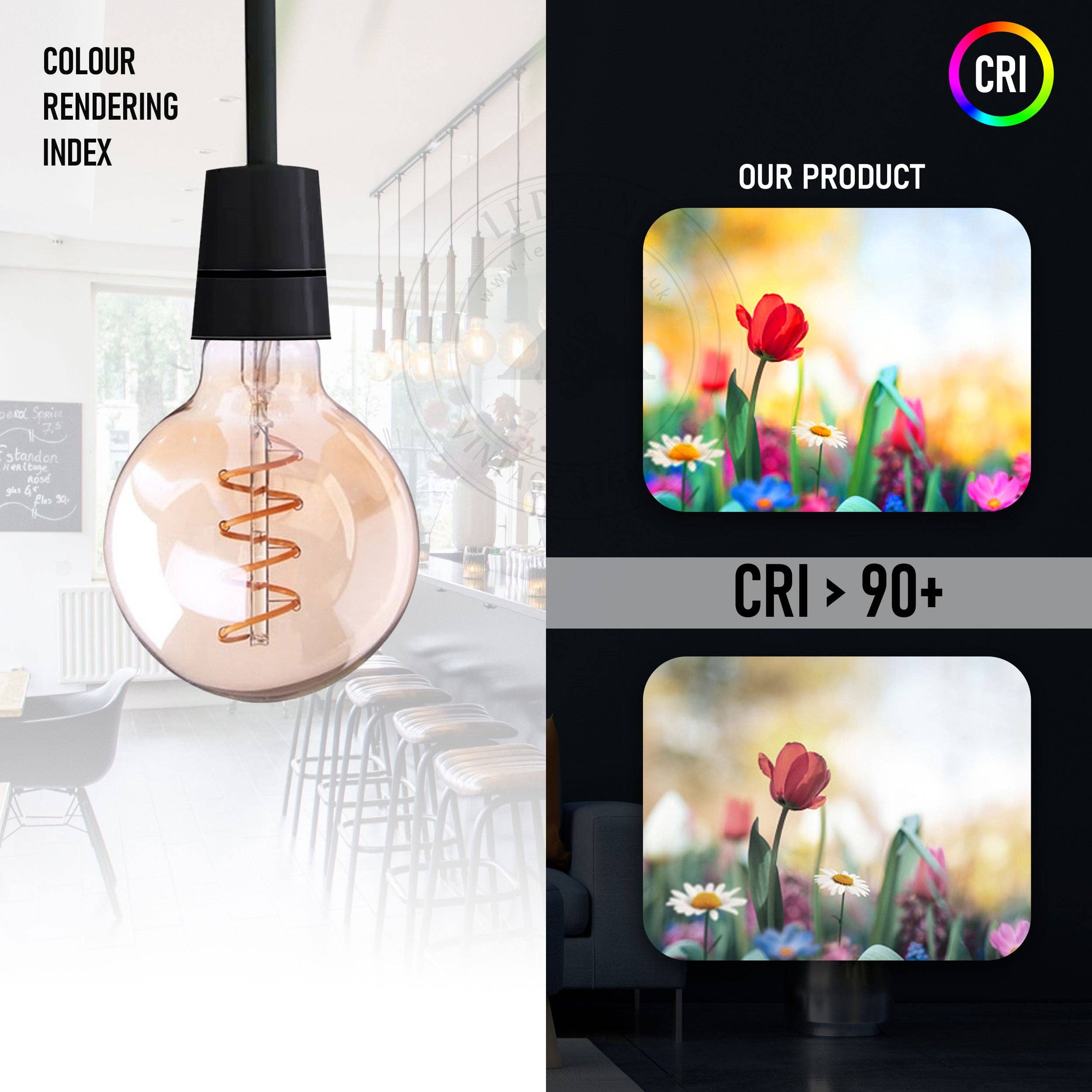 Ledsone - Wholesale Light Bulb/Puck - Vintage LED Spiral Filament G95 4W E27 Globe Light Bulb Decorative Edison Bulb ~40612