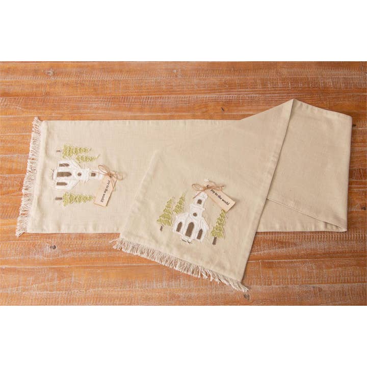 Audrey's Home & Gift - Wholesale Table Runner - Table Runner - Church Rustic Applique With Fabric Tag (PC)2