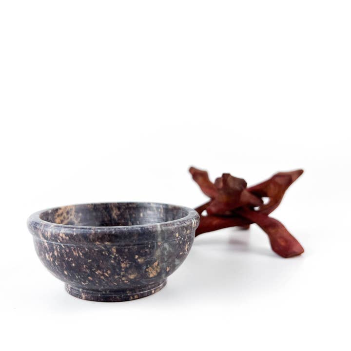 GREENROOTS USA LLC – wholesale Rökelsehållare – 4 ”Cobra Stand + 3" sten skål brännare set kol harts kottar4