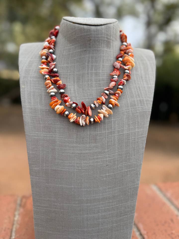 Collar de cuentas de 8 mm hecho a mano en espinas y plata de ley para venta al por mayor de Nizhonitradersllc