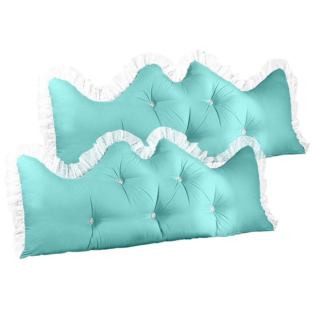 SOGA International Pty Ltd - Wholesale Bedding pillow - SOGA 2X 120cm Light Blue Princess Bed Pillow Headboard Backrest Bedside Tatami Sofa Cushion with Ruffle Lace Home Decor0