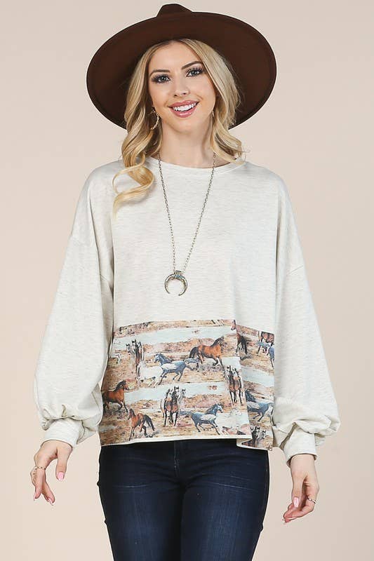 AVEIA AV1171-LISA HORSE GRAPHIC TERRY TOP FRANCÊS para venda a revendedores na Faire1