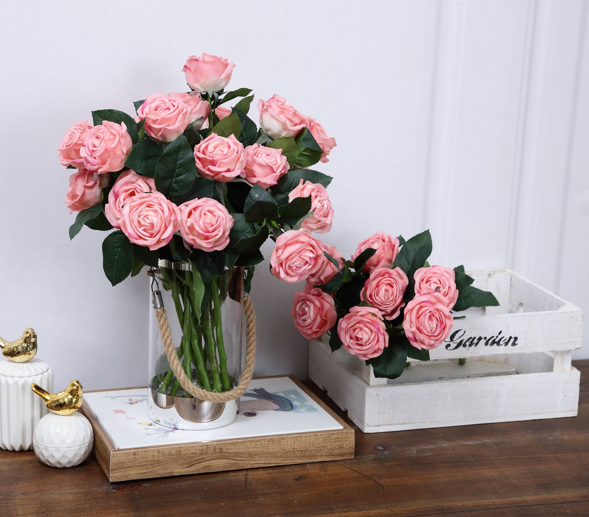 Angel Isabella - Wholesale Artificial Flowers - 16"Real Touch Garden Tea Rose with 2 sprays6