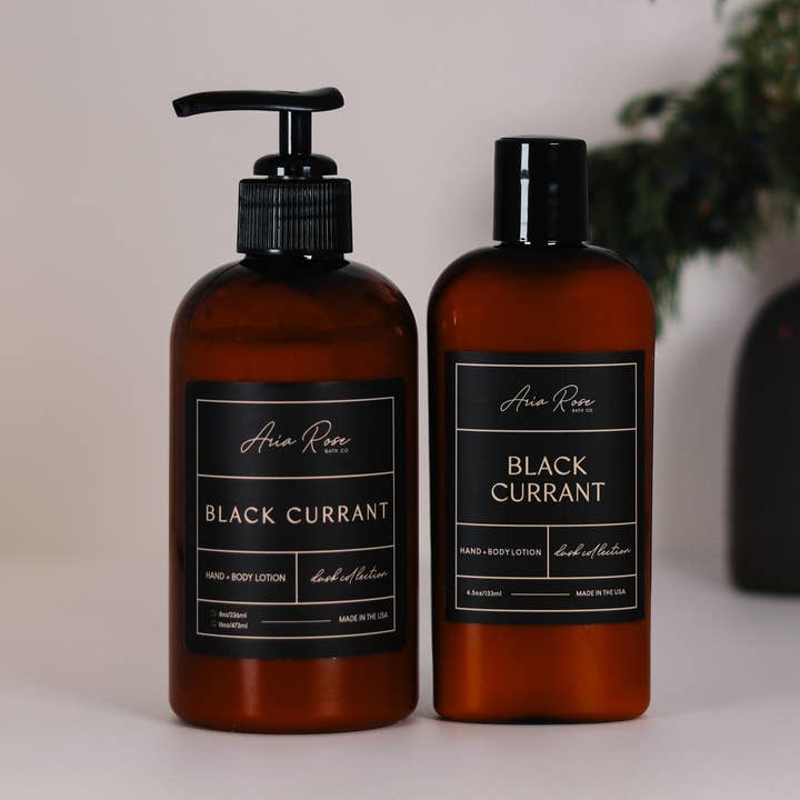 Hand- und Körperlotion mit schwarzen Johannisbeeren - Dusk Collection für den Großhandel von Aria Rose Bath Co