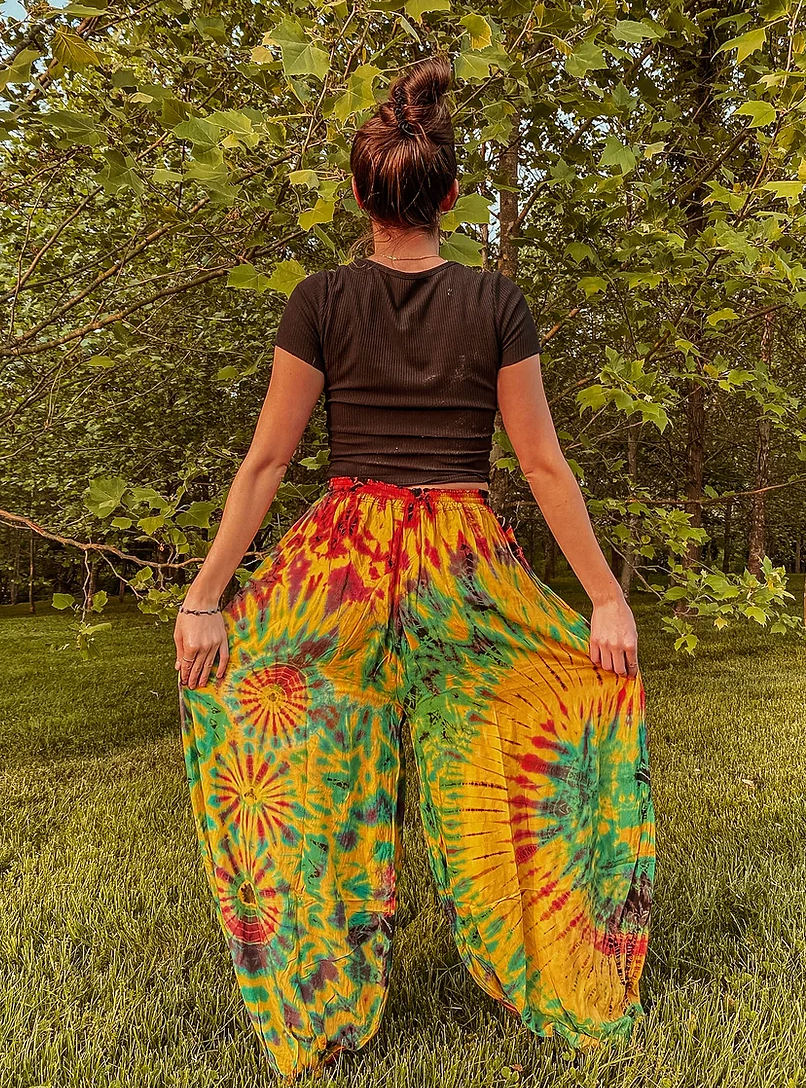 Gardenbelle Shop - Wholesale Pants - Women's - Flowy Hippie Tie Dye Pants Earthy + Colorful Baggy Yoga Pant11