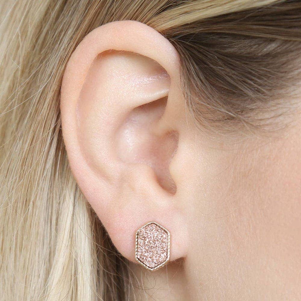 MiMi Wholesale - Wholesale Stud/Post Earrings - VE2334 Peggy Druzy Hexagon Post Earrings24