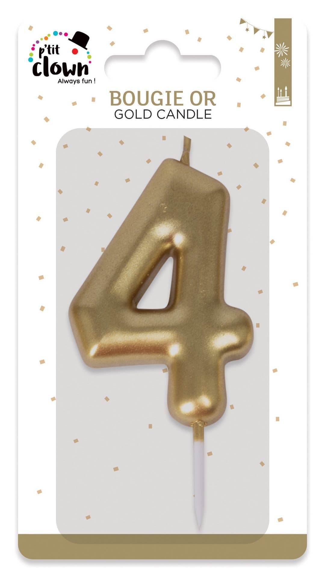 P'tit Clown - Wholesale Cake Candle - Gold Candle - Number 41