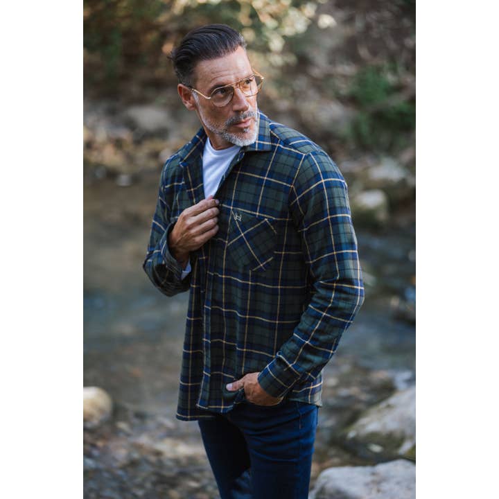 Green Yellow Flannel Overshirt for wholesale by Custi Mikelo: Made in Spain