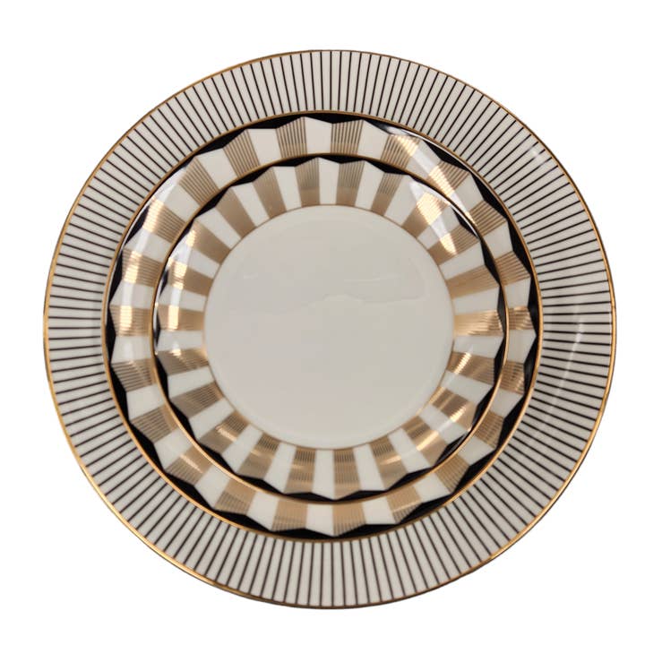 TAJ Designs Gold Rays Dinnerware Service For 4 for wholesale by TAJ Designs
