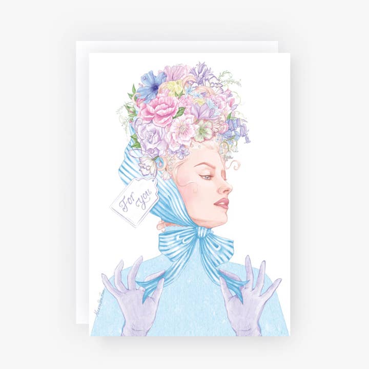 Bow-quet Flower Bouquet Illustrated Greeting Card (5”x7”) for wholesale by Alexandra Rose Illustration