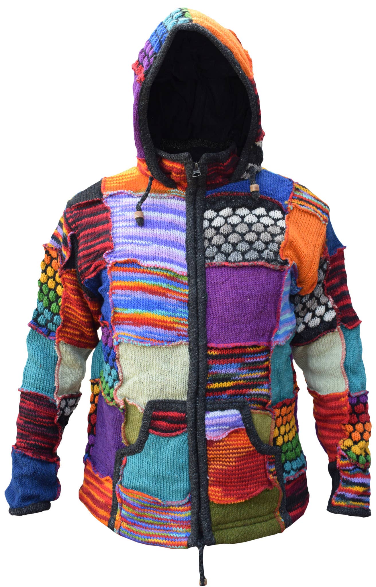 Gheri – wholesale Jacket – Unisex – Bubble Knit Pixie Patchwork Fleece Lined Woolen Jacket2