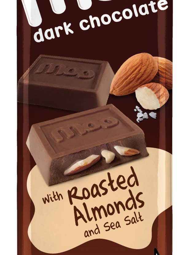 Grande barre de chocolat noir aux amandes grillées naturelles, 1,4 oz pour la vente par MOO Organic Chocolates