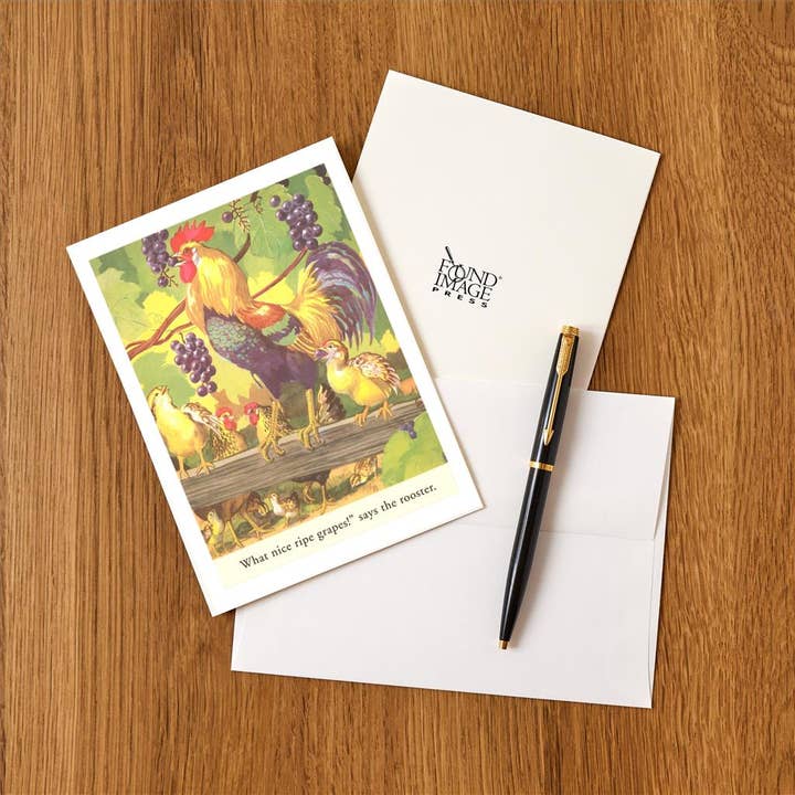 Found Image Press - Wholesale Briefpapier/indexkaartenset - Wenskaart KF-212 Haan met Druiven1