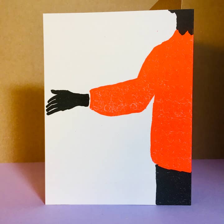 Big Hug folding card, red for wholesale by superjujupress