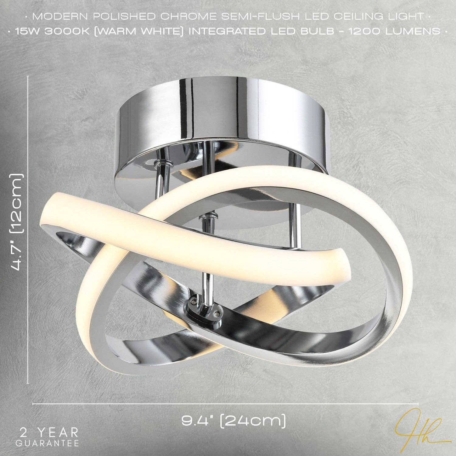 Happy Homewares – wholesale Chandelier/hanging light – Modern LED Chrome Ceiling Light Fitting with Swirl Thick Metal Strip5