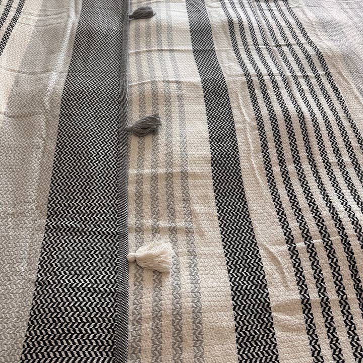 Basic Layers – wholesale Bedding set – COTTON BLACK POM POM BEDSPREAD