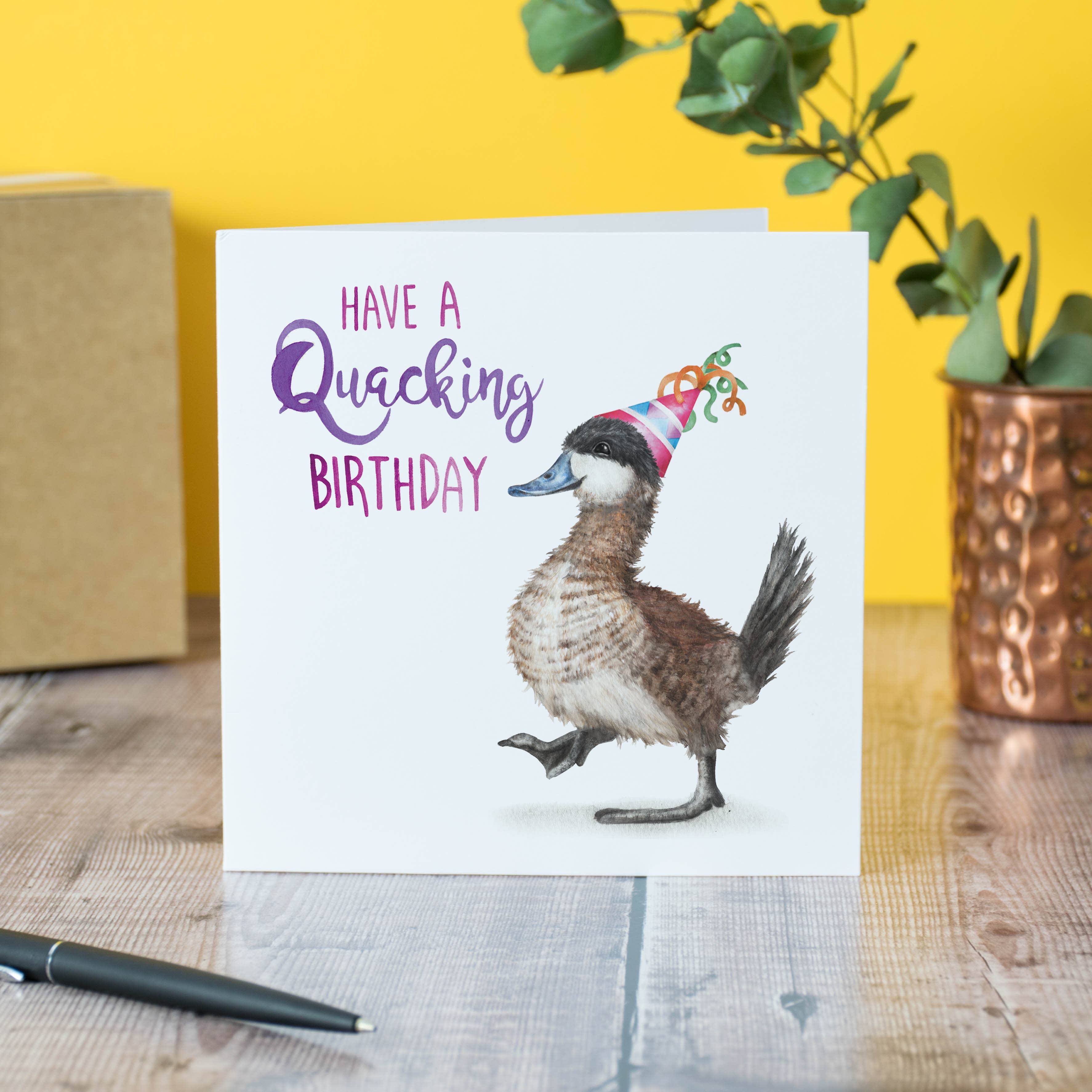 Citrus Bunn - Wholesale Birthday Card - Quacking Birthday - Ruddy Duck British Bird Greetings Card0
