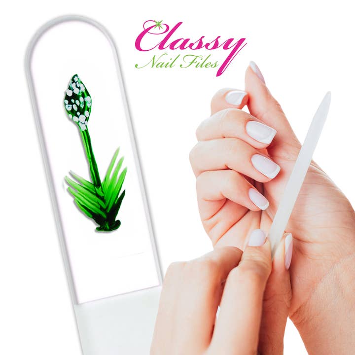 Yucca Plant Southwest Cactus Hand Painted Crystal Nail File for wholesale by Classy Nail Files