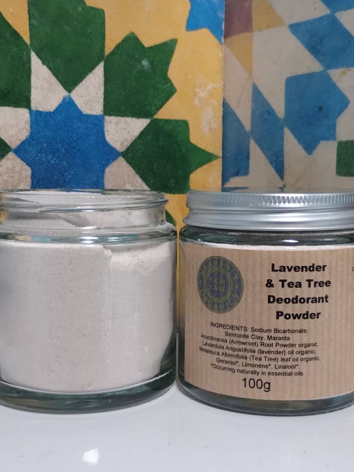 Lavender & Tea Tree Deodorant Powder for wholesale by Heavenly Organics Skin Care