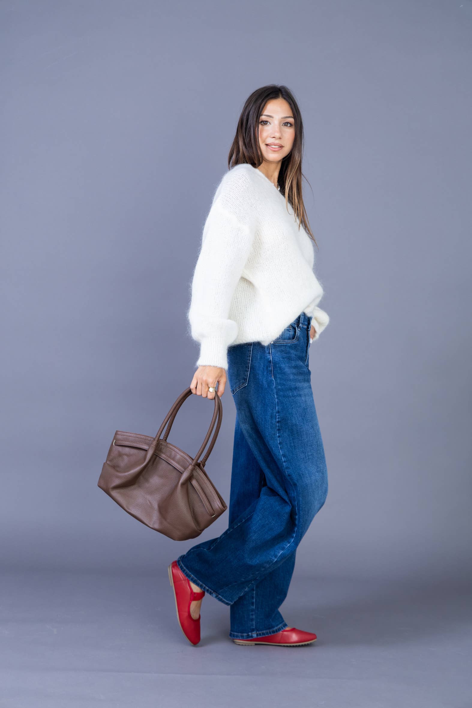 ANA & LUCY – calças de ganga - Mulher por atacado – Jean barril solto (Extra Balão) « Melina » - ANA & LUCY12