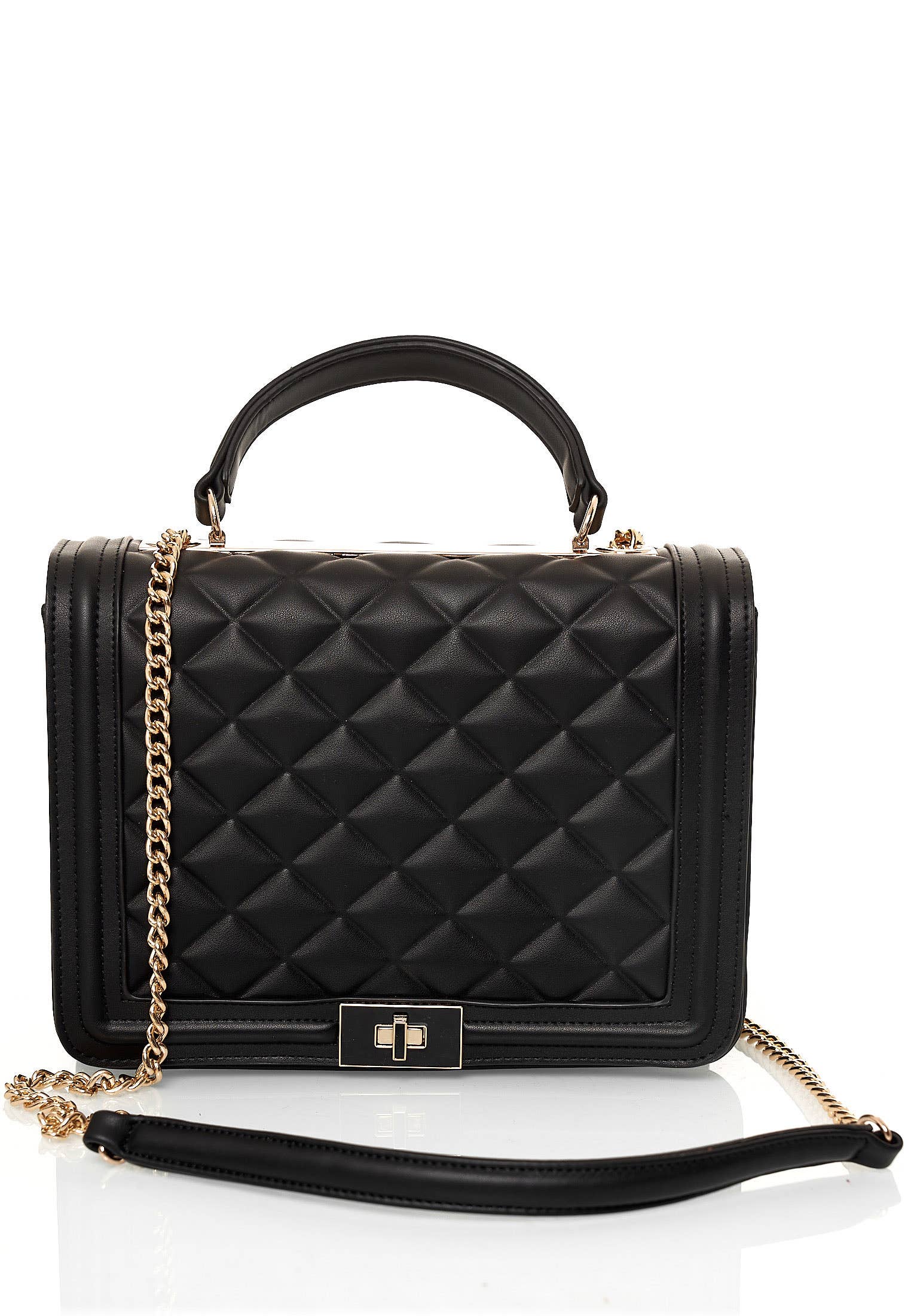 HJS - Wholesale Crossbody Bag - Women's - 'MCKENZIE' Shoulder Bag - Quilted & with Chain Strap