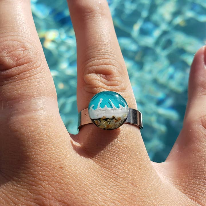 Anillo de acero y resina pintado a mano para venta al por mayor de Set Sail by Kristin