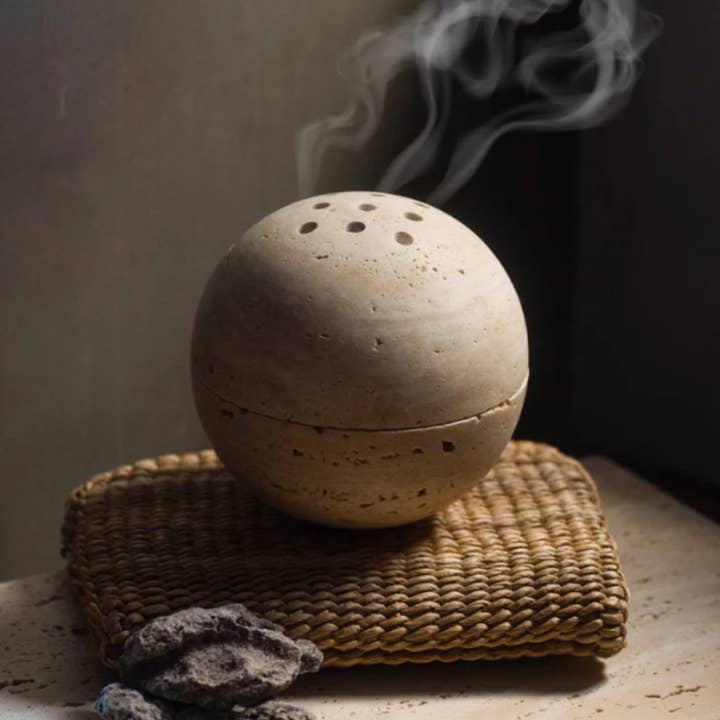 Travertine Incense Burner for wholesale by Kiyo Home