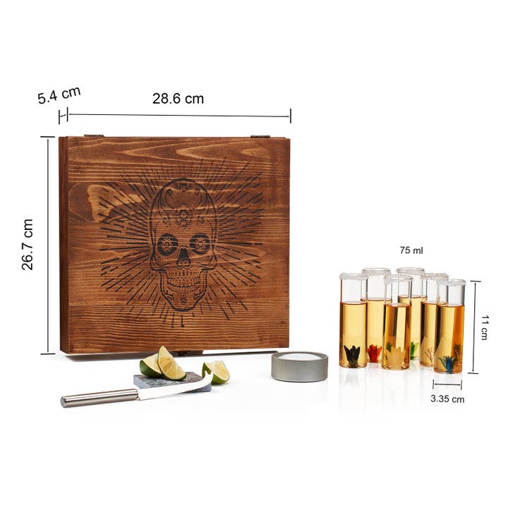 The Wine Savant / Khen Glassware - Wholesale Shot Glass - Tequila Shot Glass & Salt Gift Set- 6 Shot Glasses, Knife
