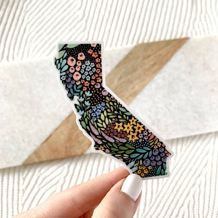 Elyse Breanne Design - Wholesale Sticker - California Floral State Sticker 3.25x2.5in7