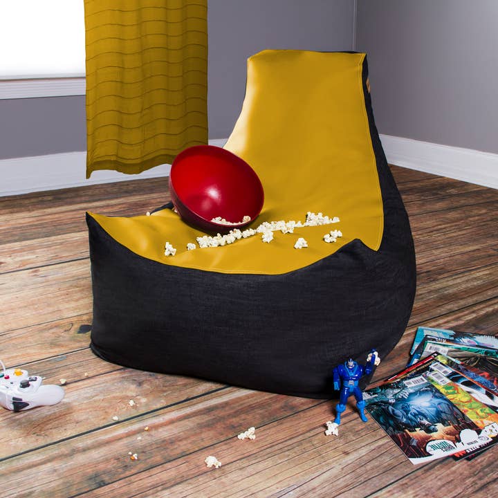 LuvU - Wholesale Chair - Jaxx Pixel Gamer Bean Bag Chair, Premium Vinyl / Dark Denim100