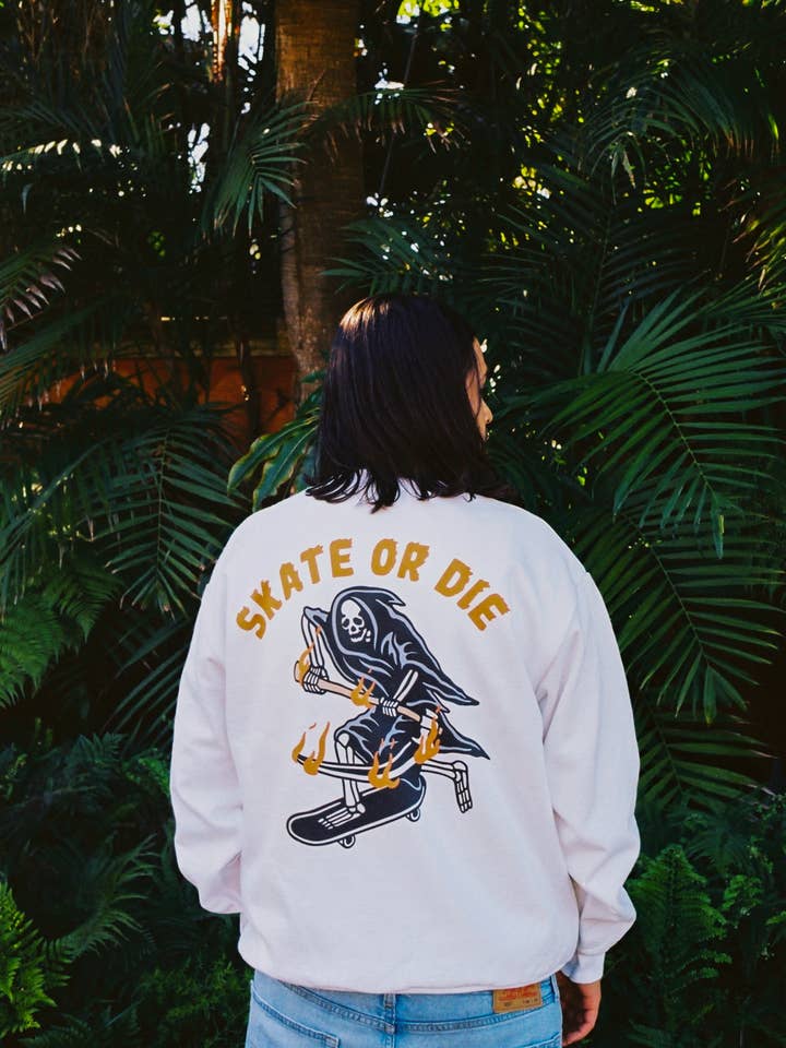 Cuello redondo Skate Or Die (blanco) para venta al por mayor de SURF CLUB