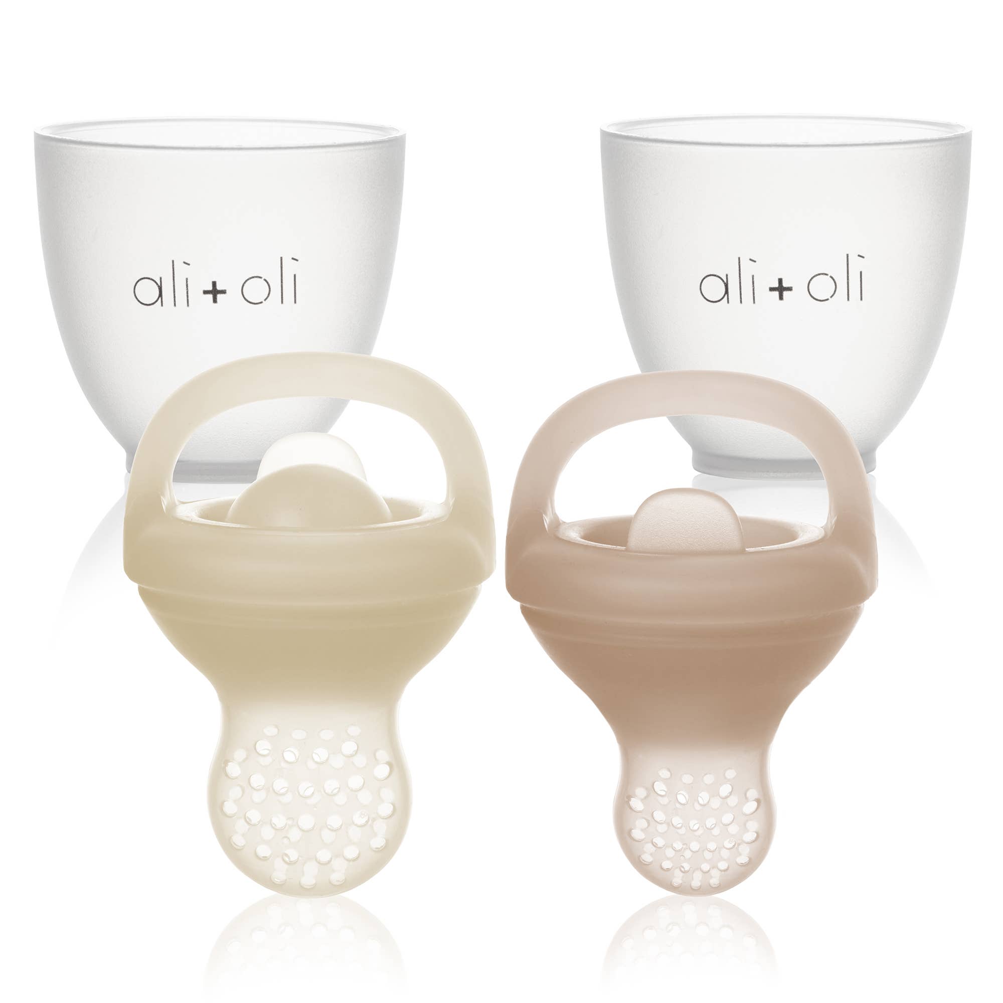 Ali+Oli - Wholesale Feeding Set - Baby - Silicone Food & Fruit Feeder (2 sizes) Oat & Coco1