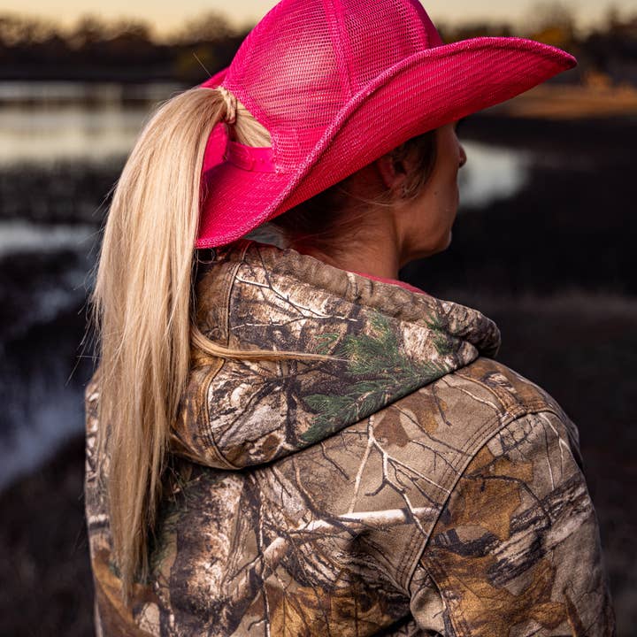 Cowboy Snapback - Wholesale Trucker Hat - Unisex - HOT PINK COWBOY SNAPBACK: 5 PANEL - BLANK3