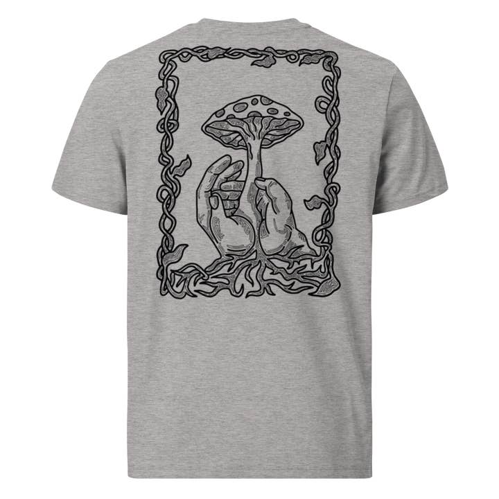 T-shirt unisexe Karleth Mushroom - Gris pour la vente par Bønita Clothing