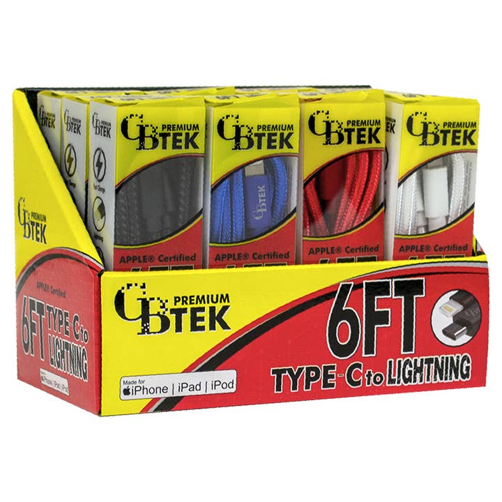 CBTEK iPhone MFI Type-C 6ft Cables for wholesale by CB Distributors, Inc.