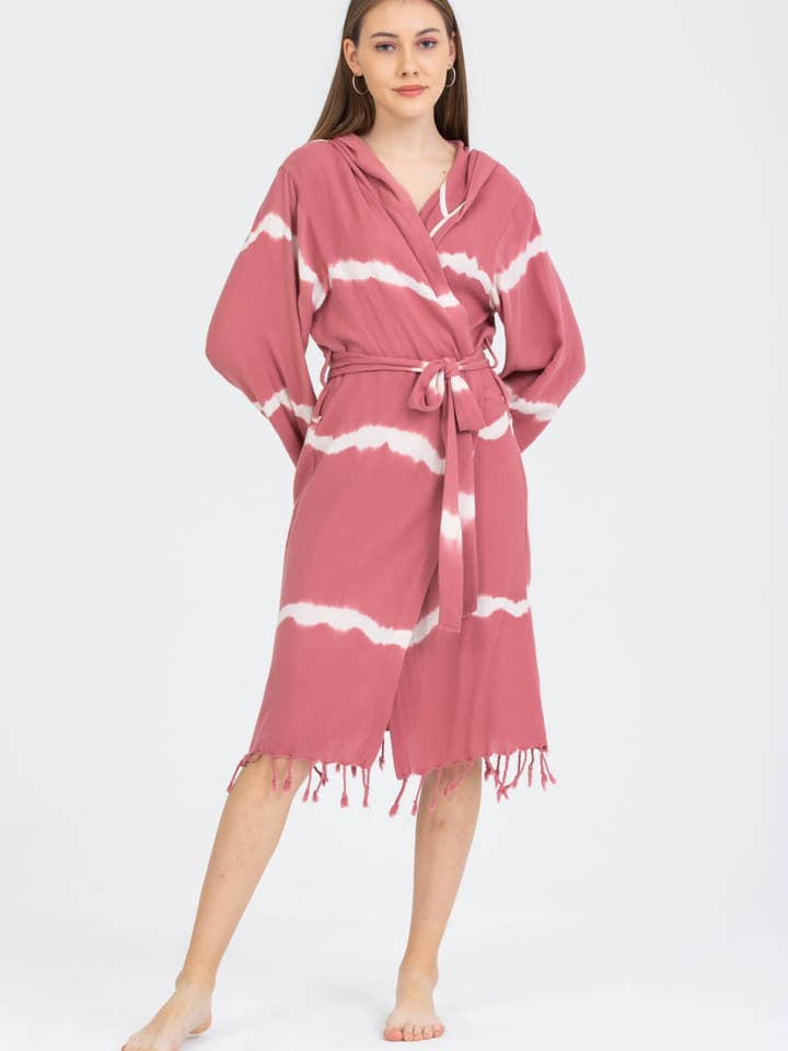 PESHCE - Vente Peignoir – femme - Peignoir à capuche Dila en bambou pour femme Dry Rose