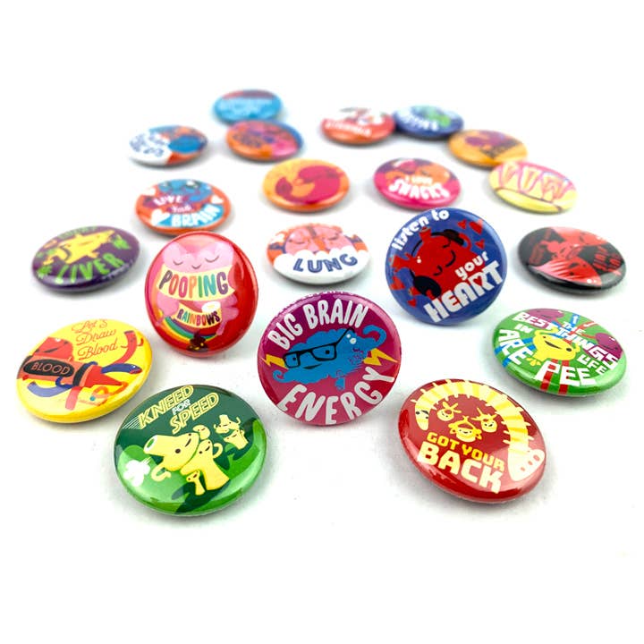 I Heart Guts | Organ Plushies Wholesale – Großhandel Anstecker/Button – Lustiges Button-Set mit niedlichen Organen und Gesundheitspflege