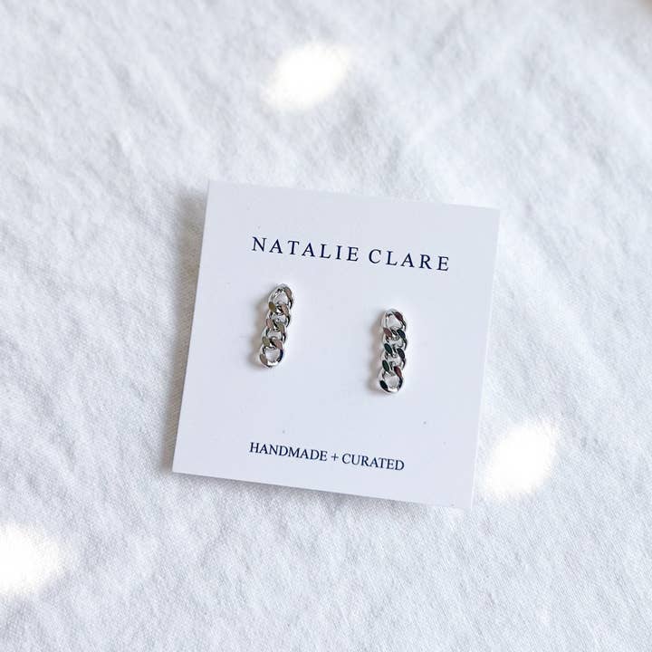 Natalie Clare Collections - Wholesale Stud/Post Earrings - Silver Chain Studs