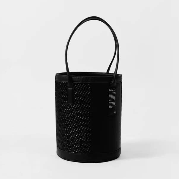 Montréal Bucket – Half-Mat, Half-Leather Tote in Black for wholesale by PDM Brand