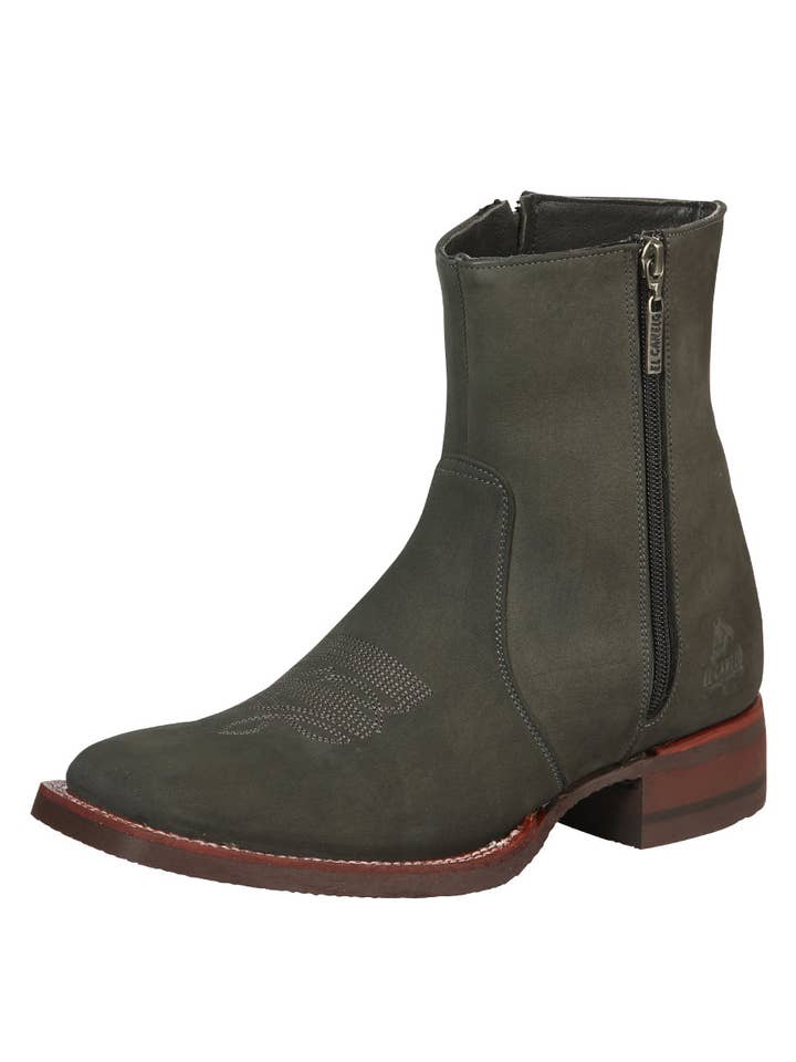 El Canelo Heren Enkellaarzen Nobuck Grijs voor wholesale door Conejo Western Wear