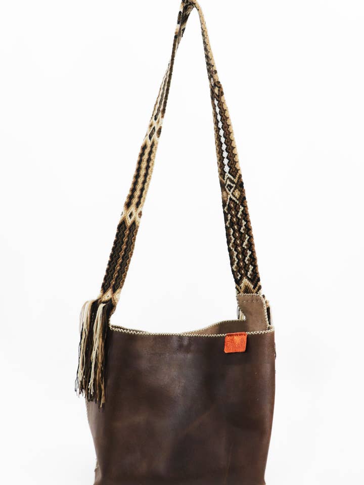 PIAMA TOTE BAG MEDIUM / BRW - DRK BEIGE #200021 for wholesale by Joaquina Cayetana