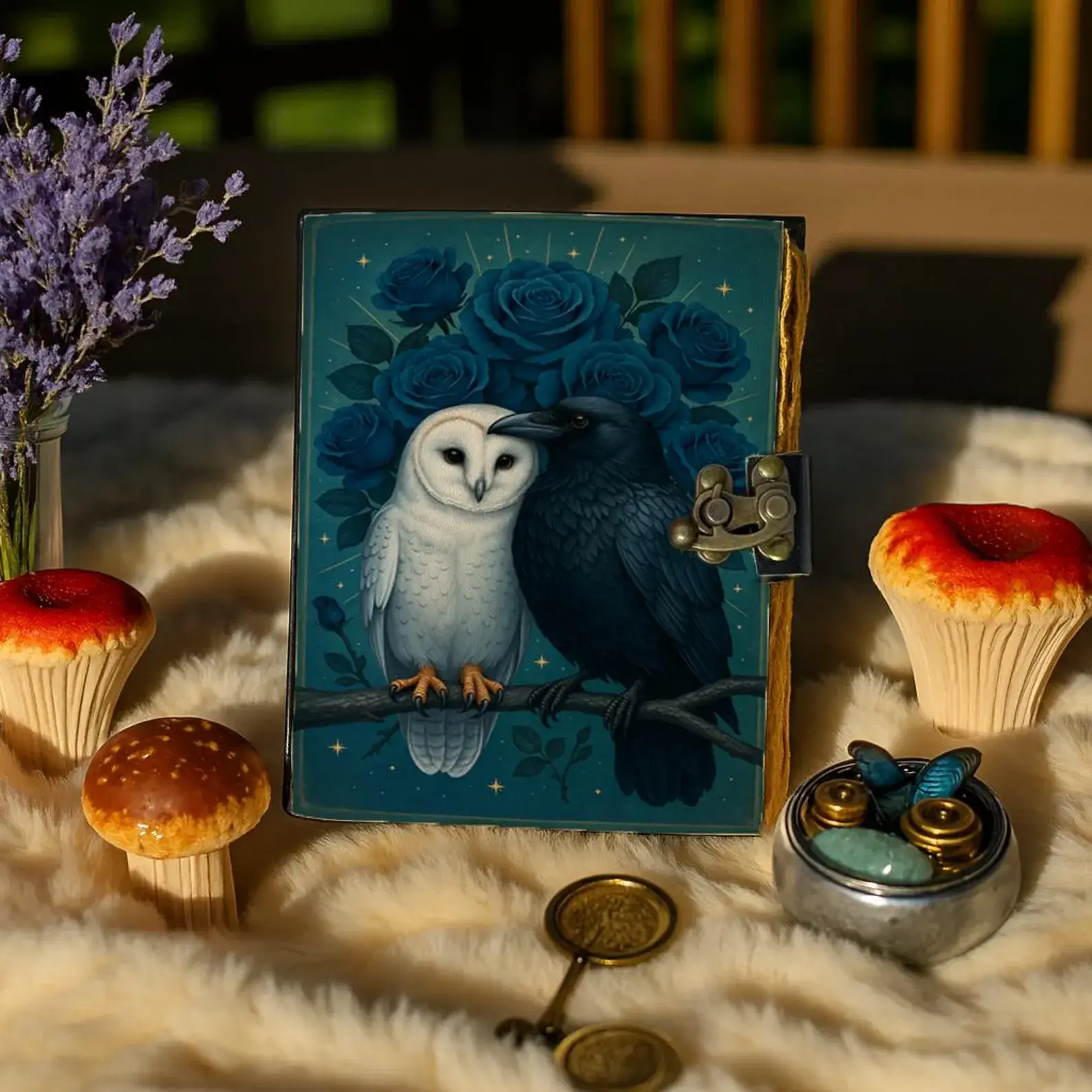 MNM HANDICRAFTS – wholesale Journal/diary – Owl and Raven Leather Journal – Handmade Grimoire Notebook 0