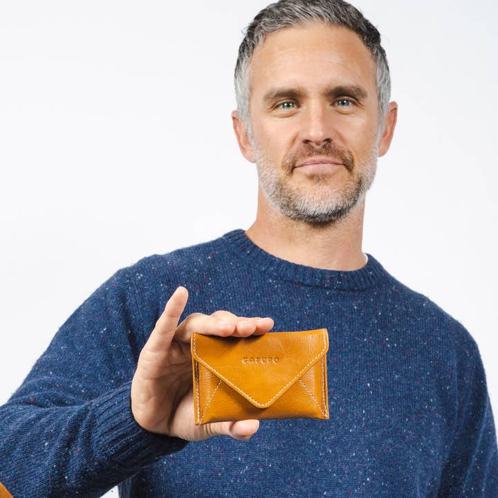 CASUPO - Wholesale Wallet - Men's - Women's Mini Leather Envelope Wallet - RFID wallet - Natural